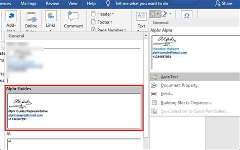 microsoft word cac signature block